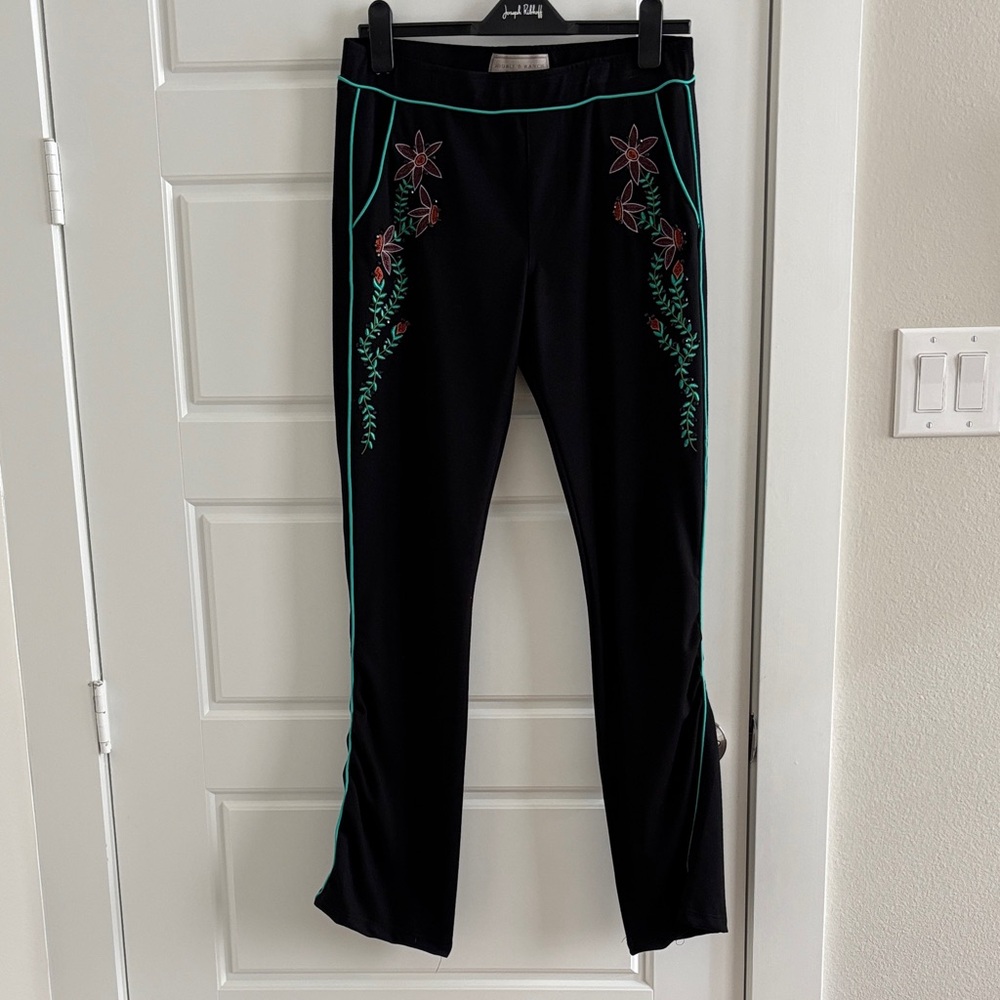Double D Ranch Black Trousers with Teal Highlights